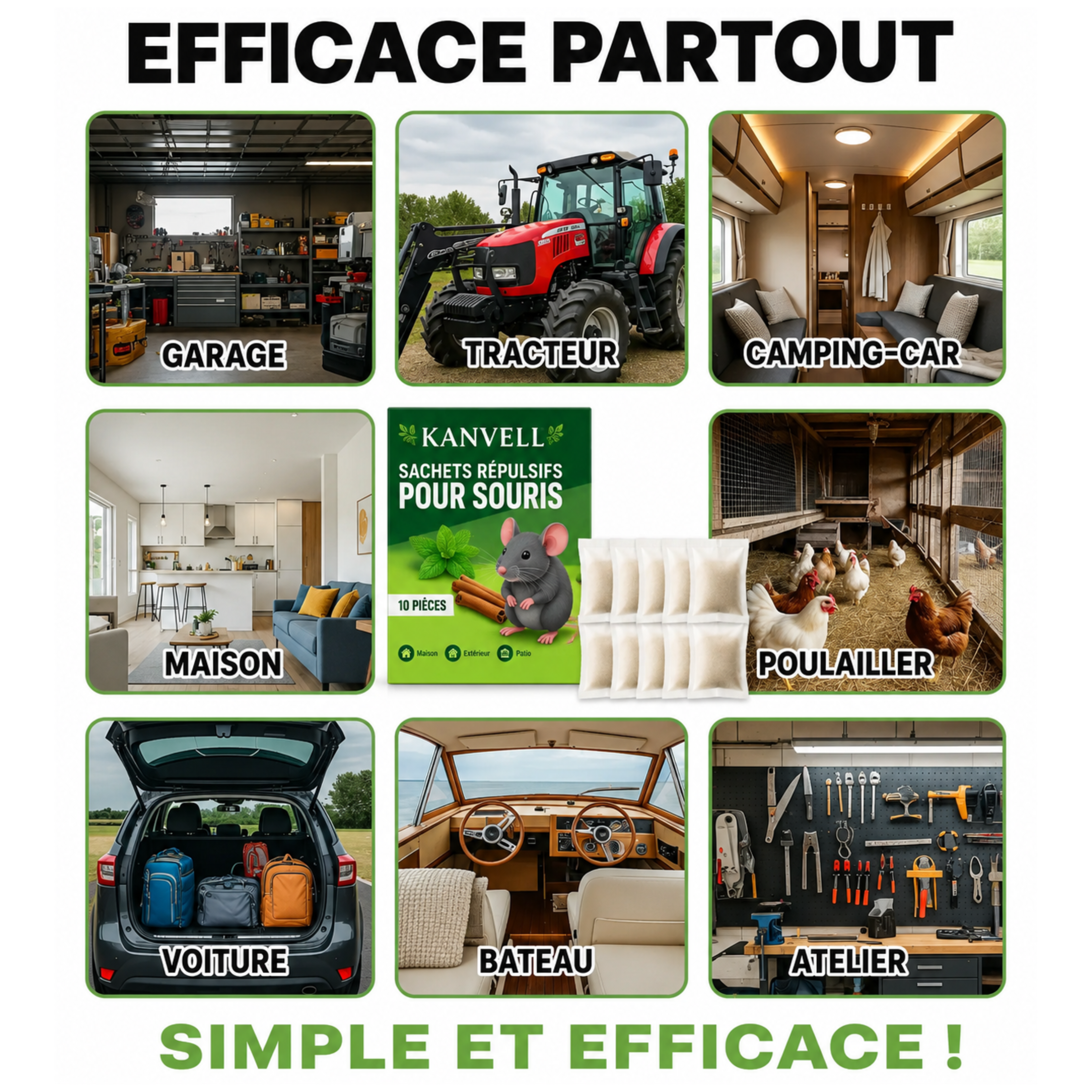 KANVELL™ STOP SOURIS – Sachets Répulsifs Longue Durée
